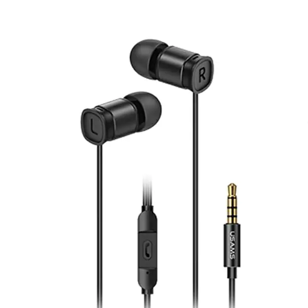 USAMS Headphones EP-46 jack 3.5 mm black/black 1.2m HSEP4601