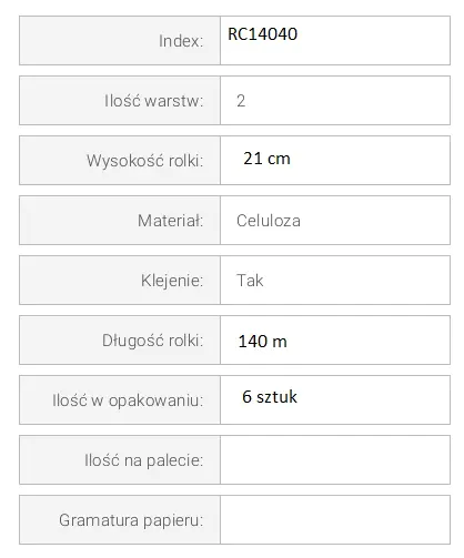 Towel cellulose 140m 2w (6pcs)Autocut RC14040 40mm MISTRAL