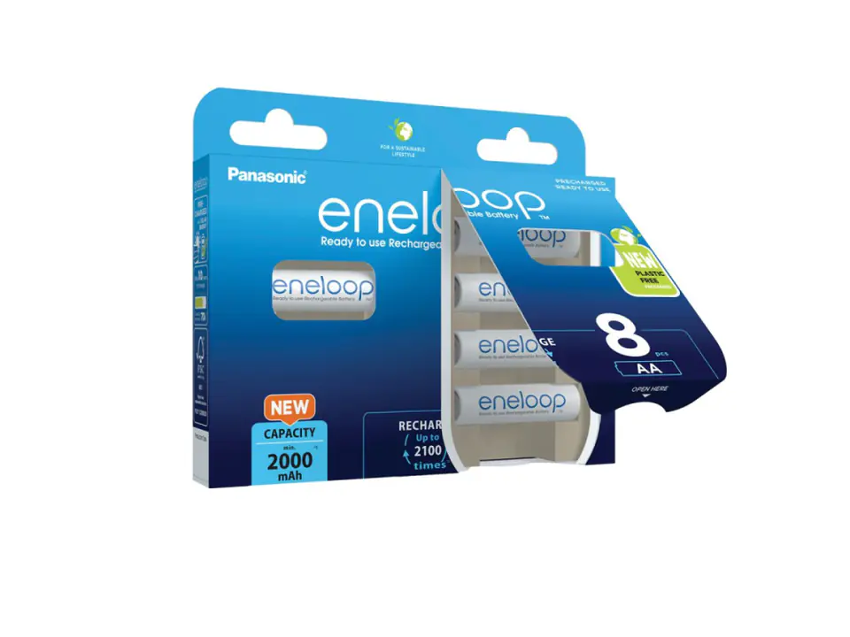 Panasonic Eneloop AA 2000mAh Rechargeable Batteries 8 Pack BK-MCDE/8BE