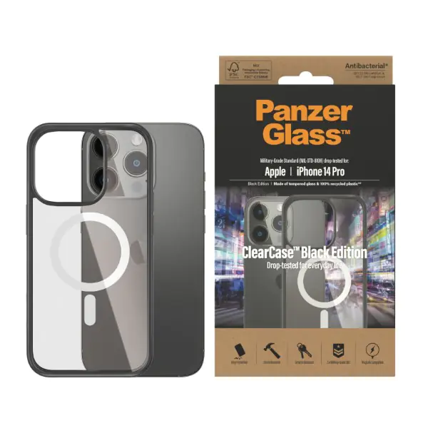 PanzerGlass ClearCase MagSafe iPhone14 Pro 6,1" Antibacterial czarny/black 0414