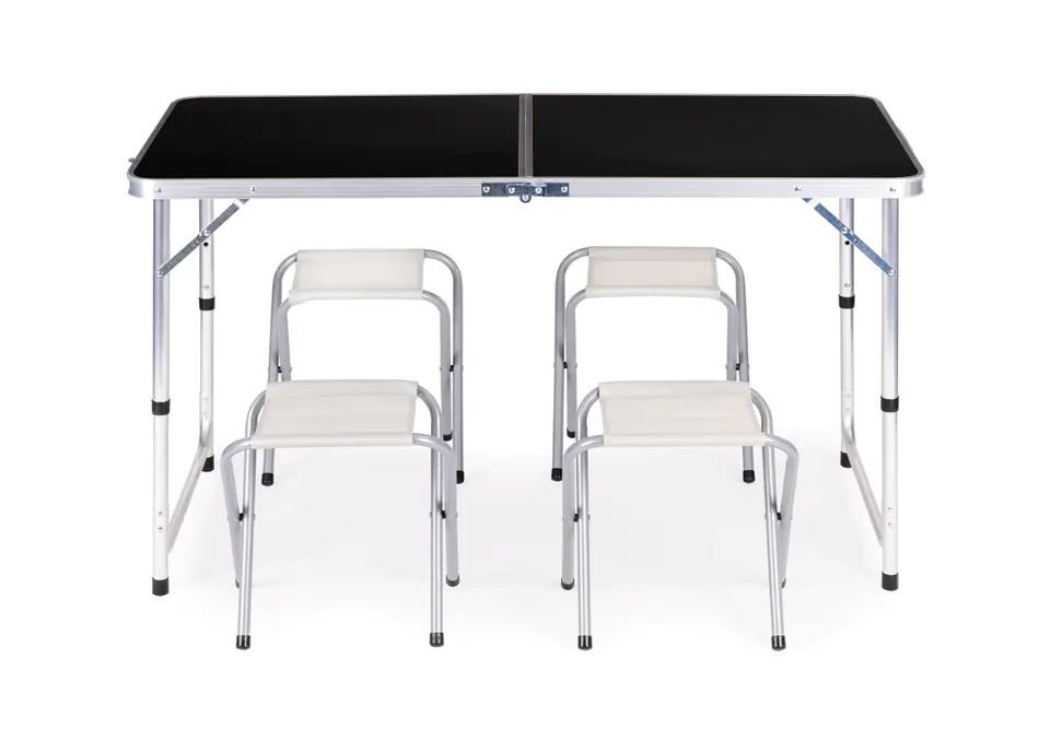 Tourist table folding table set of 4 chairs Black