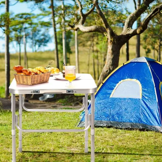 Tourist table, folding table, camping, white