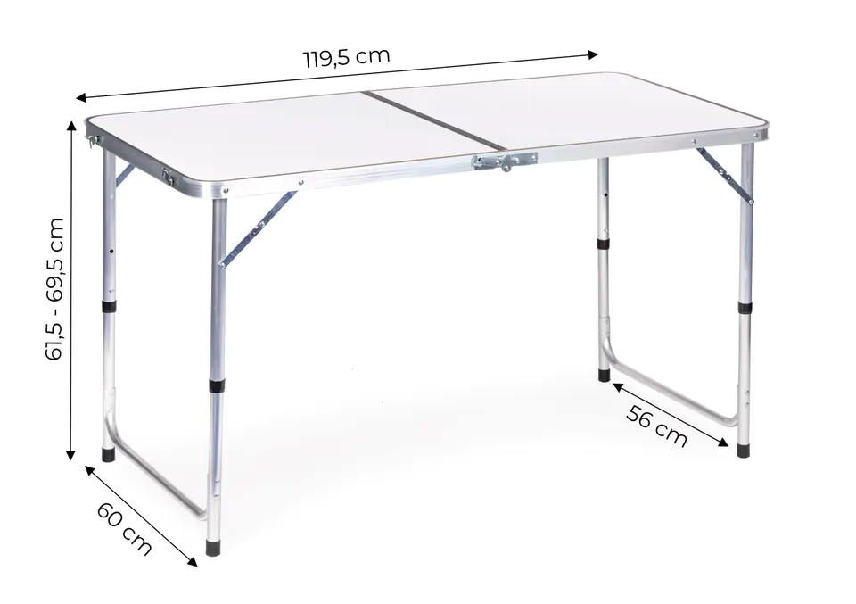 Tourist table, folding table, camping, white