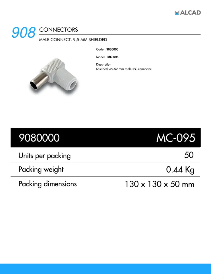 Wtyk antenowy kątowy IEC Alcad MC-095