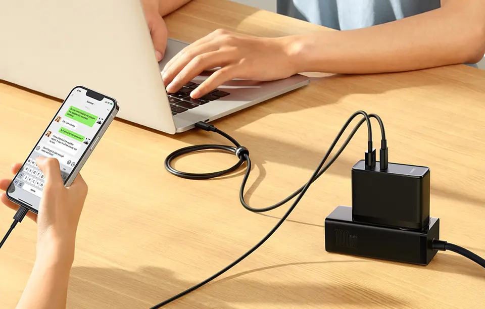 Ładowarka sieciowa Baseus GaN5 Pro, USB-C + USB, 100W + kabel (czarna)