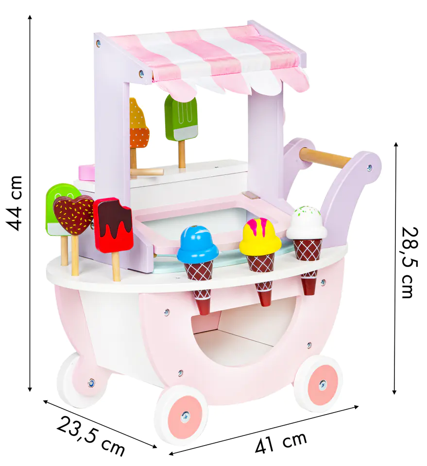 Wooden trolley ice cream parlour for children shop 12 el