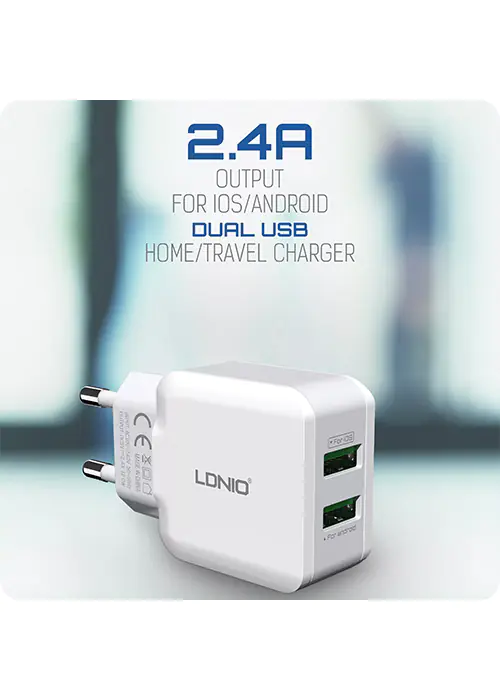 USB charger 12W PD QC2.0 2-port USB-A