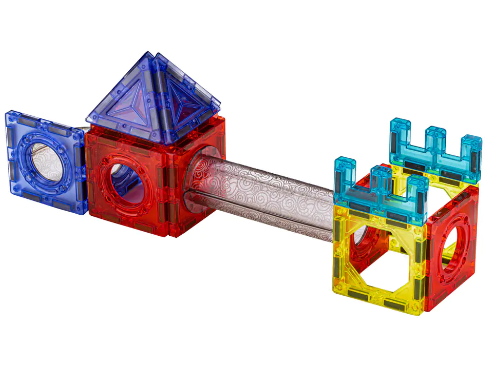 Świecące Klocki Magnetyczne, Tor Kulkowy Dla Kulek 129 Elementów Kulodrom