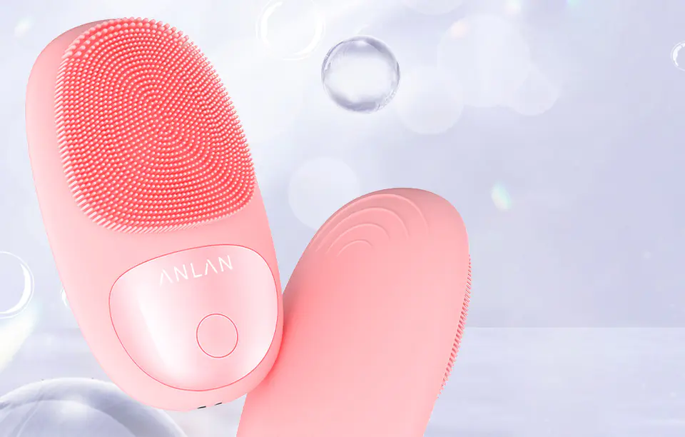 Silicone Mini Sonic Facial Brush with Magnetic Charger ANLAN 01-AJMY21-04A (Pink)