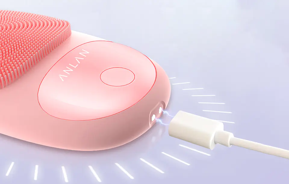 Silicone Mini Sonic Facial Brush with Magnetic Charger ANLAN 01-AJMY21-04A (Pink)