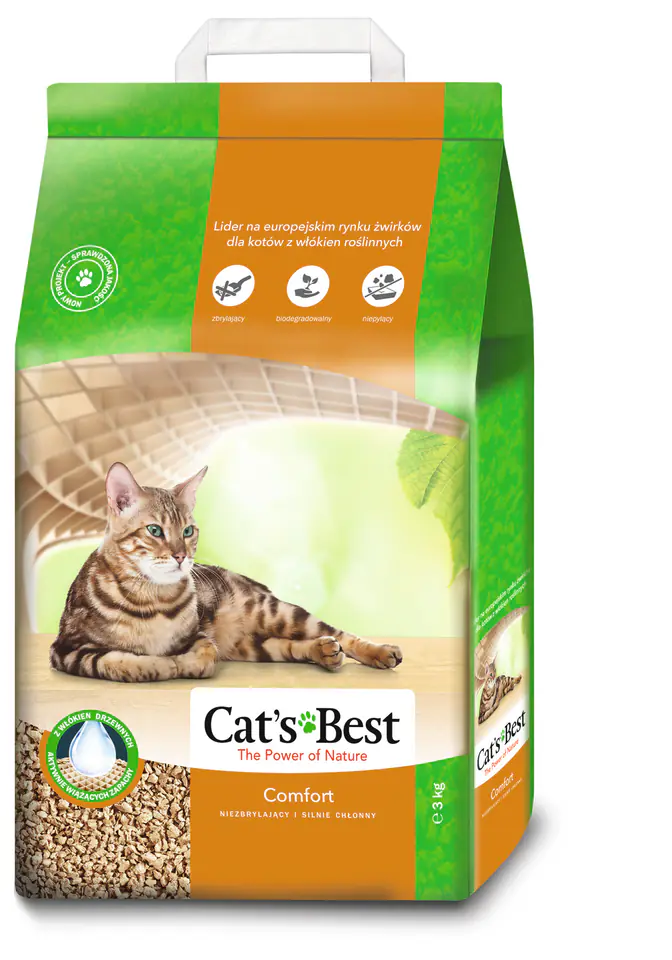 CAT'S BEST Comfort 7l, 3 kg noncaking cat litter "crushed" for
