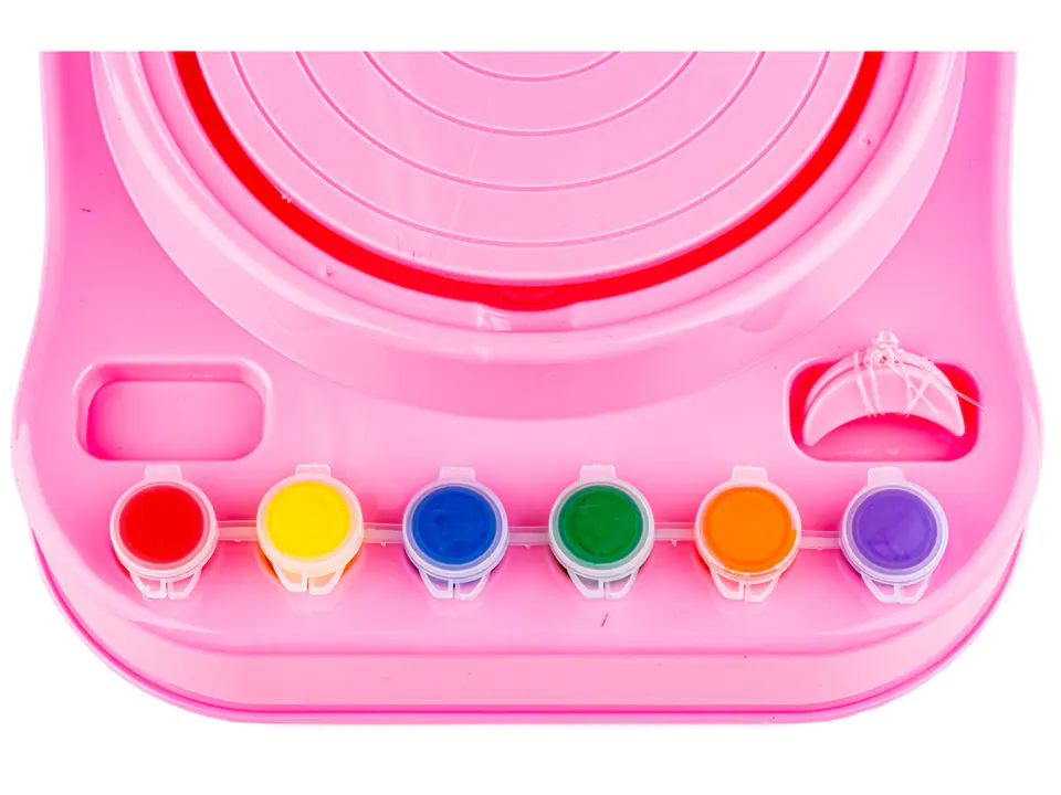 Koło Garncarskie RÓŻOWE - Mały Artysta - farbki, masa, koło, narzędzia