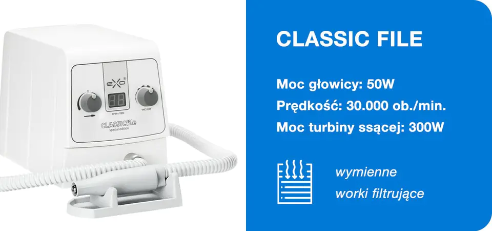 Frezarka podologiczna Exo Classic File z pochłaniaczem