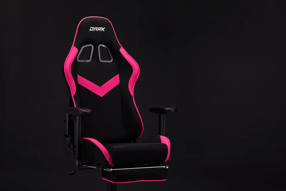 Dark fabric gaming chair black / pink