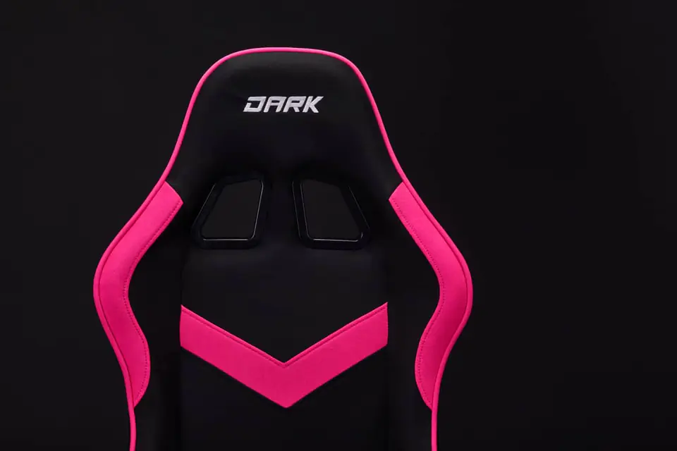 Dark fabric gaming chair black / pink