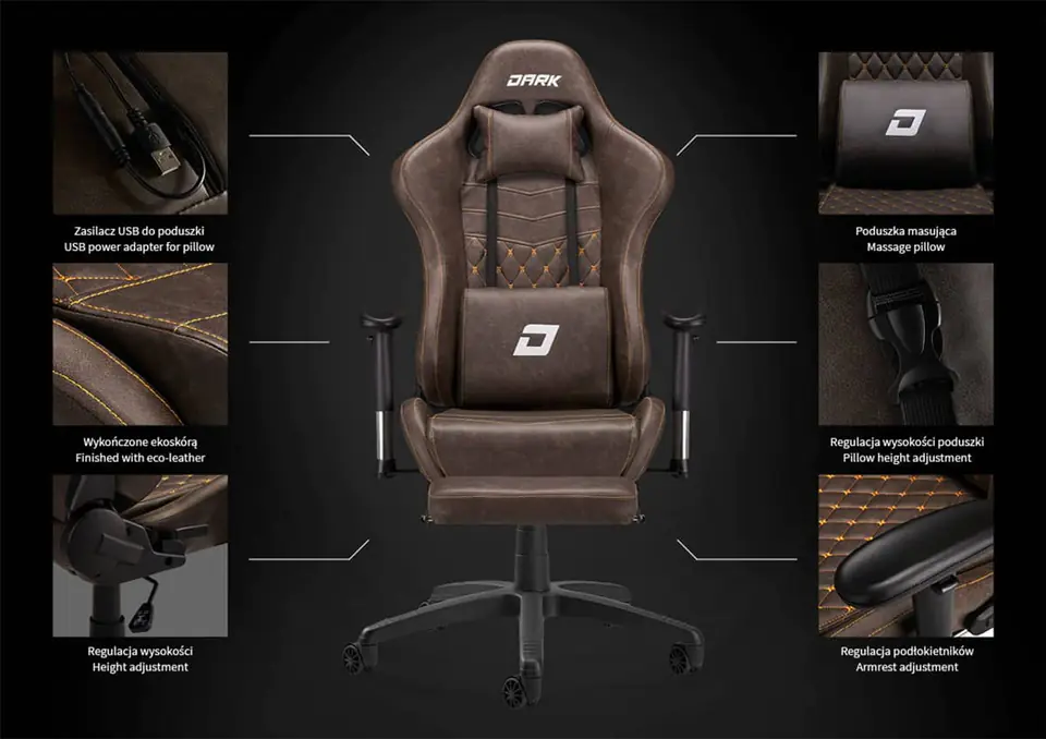 Dark premium gaming chair brown