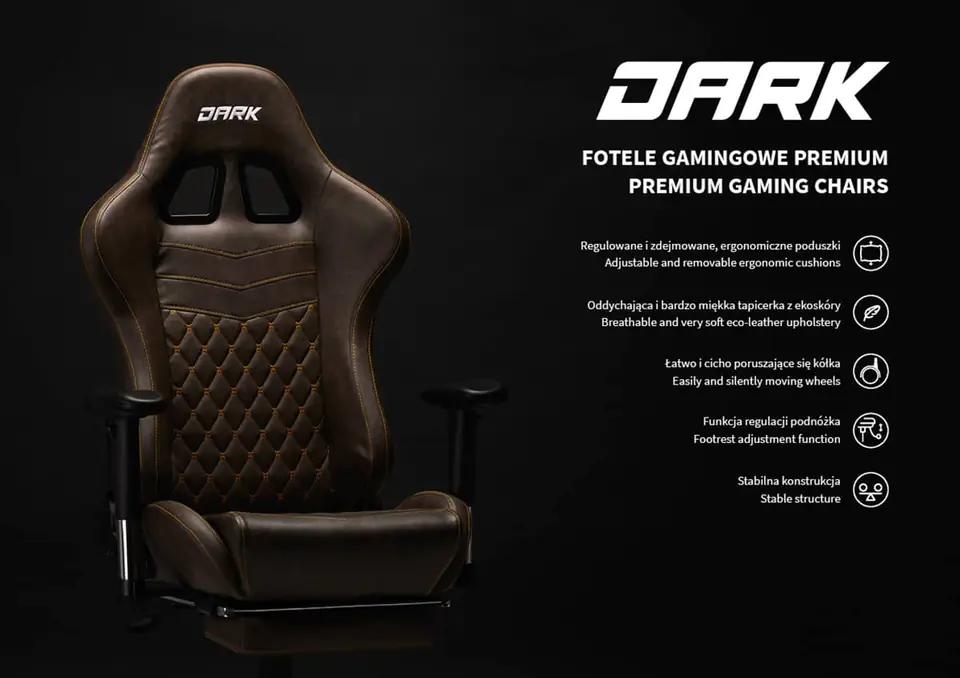 Dark fotel gamingowy premium brązowy