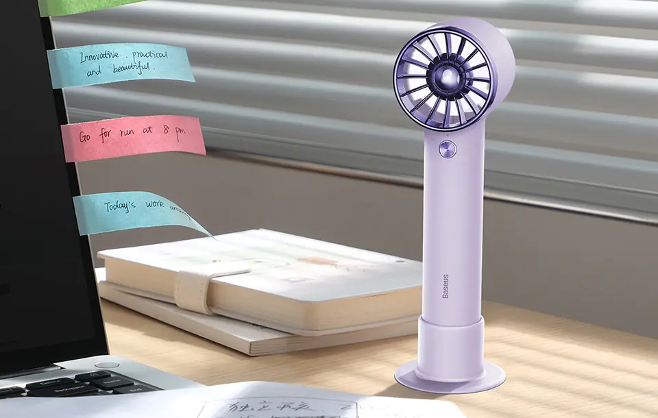 Baseus Flyer Turbine Portable Hand Fan + Lightning Cable (Purple)