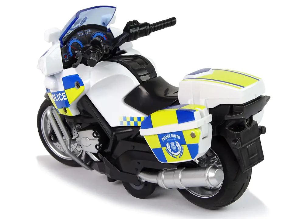 Toy police motorcycle online with lights