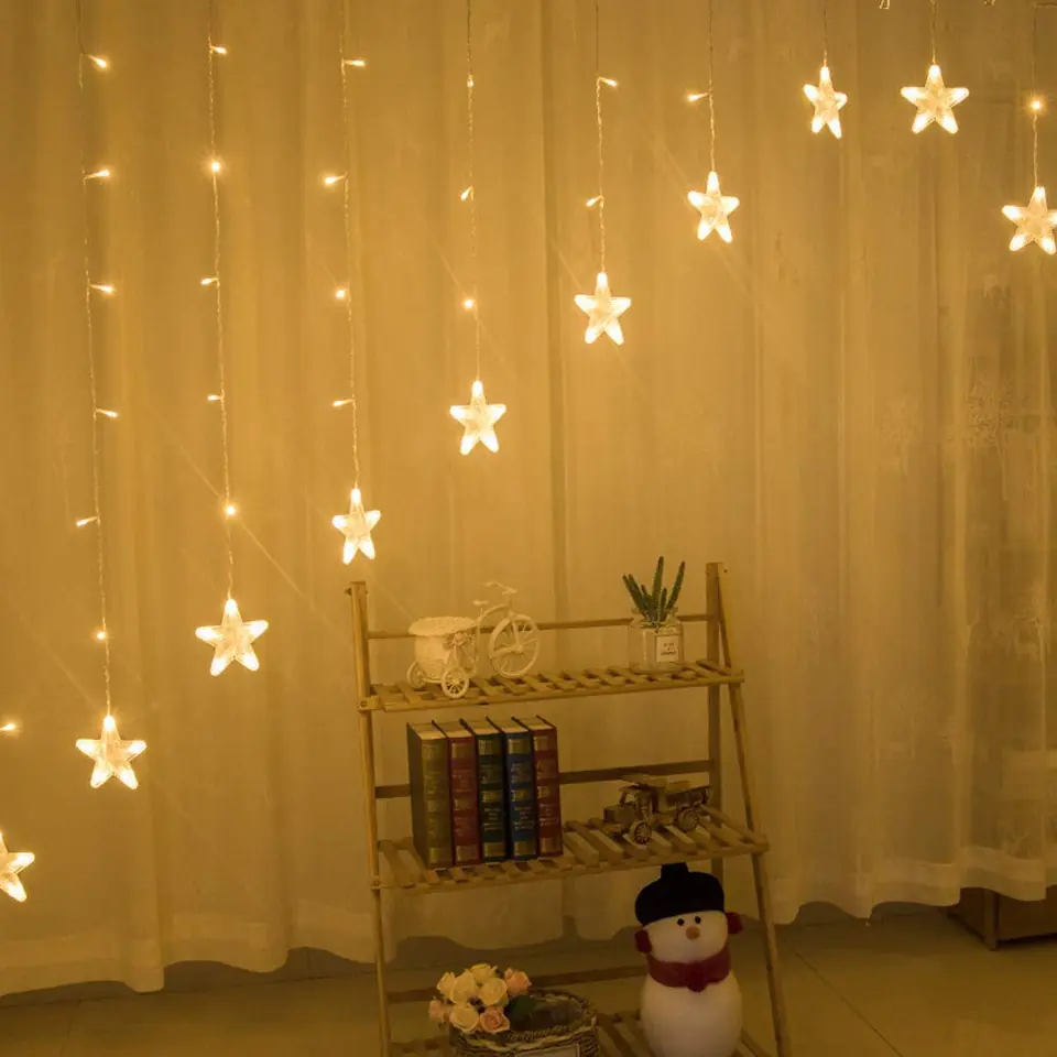 Lights stars Christmas lights hanging curtain 4m 136 LED