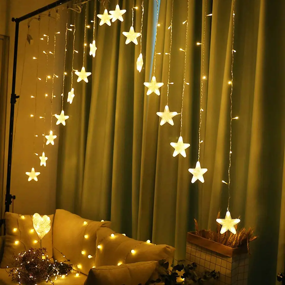 Lights stars Christmas lights hanging curtain 4m 136 LED