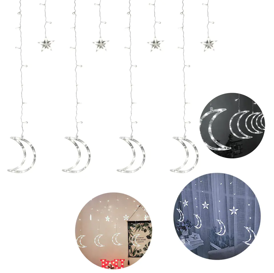 Lights moons Christmas stars lights curtain 96LED