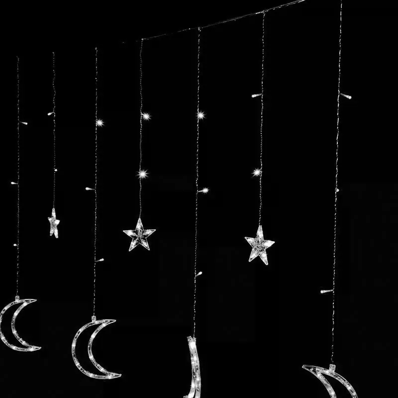 Lights moons Christmas stars lights curtain 96LED