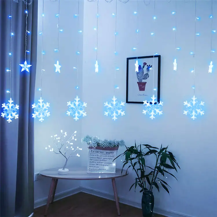 Lights Snowflakes Christmas Stars Christmas Lights Curtain 138LED