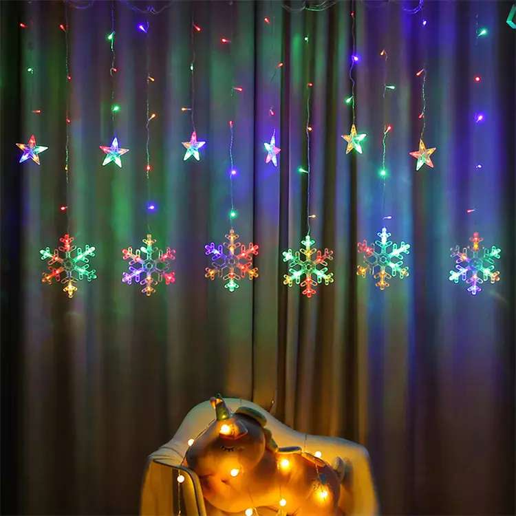 Lights Snowflakes Christmas Stars Christmas Lights Curtain 138LED