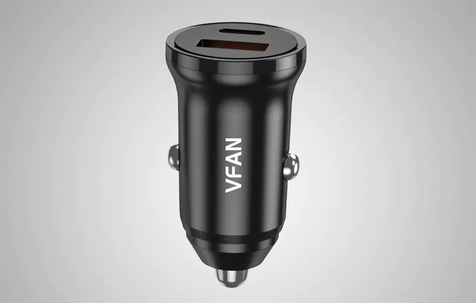 Vipfan C03 Car Charger, USB + USB-C, 20W, PD + QC 3.0 (Black)