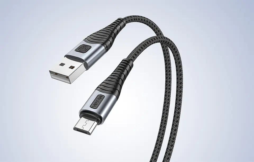 USB to Micro USB Cable Vipfan X10, 3A, 1.2m, Braided (Black)