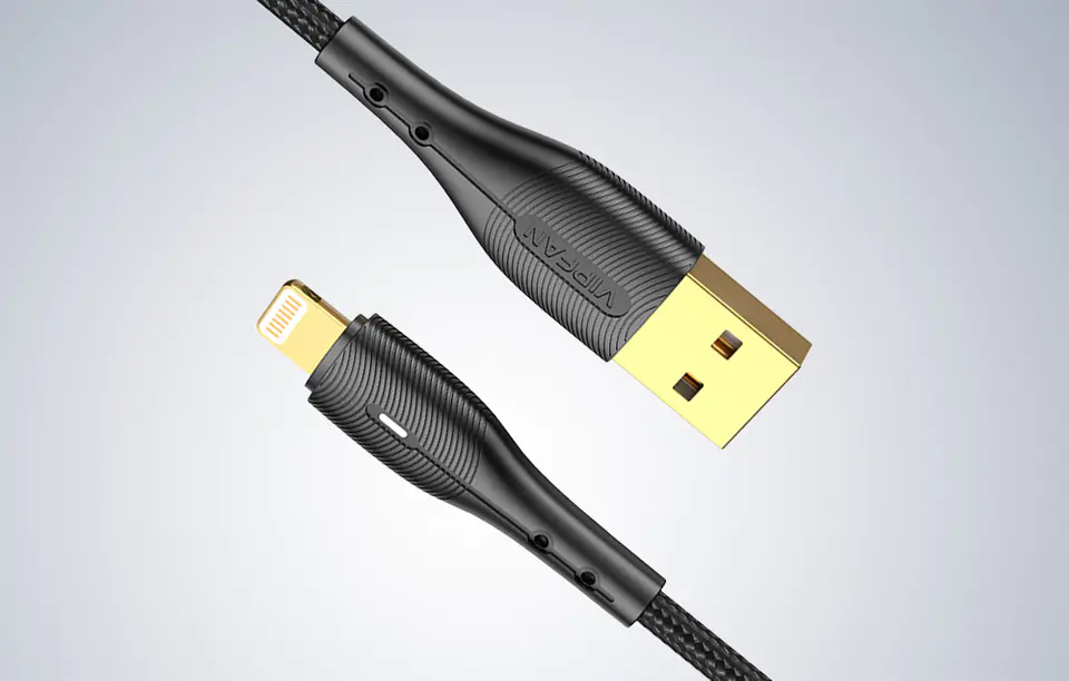 USB cable for Lightning Vipfan Nano Gold X07, 3A, 1.2m (black)