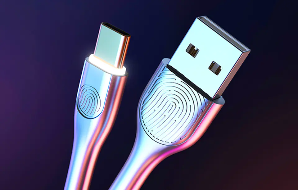 USB to Micro USB Cable Vipfan Fingerprint Touch Z04, 3A, 1.2m (Black)
