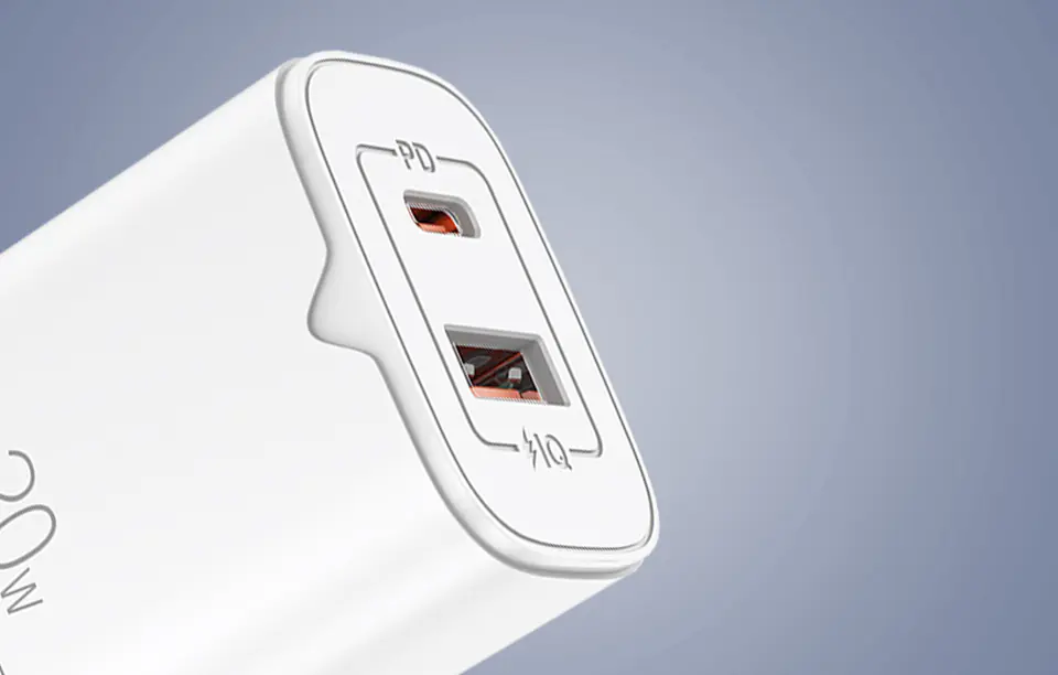 Vipfan E08 wall charger, USB + USB-C, 20W PD + QC 3.0 (white)
