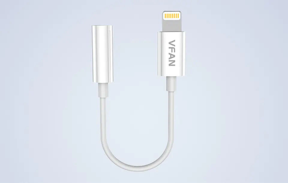 Vipfan L07 Lightning to 3.5mm AUX mini jack cable, 10cm (white)