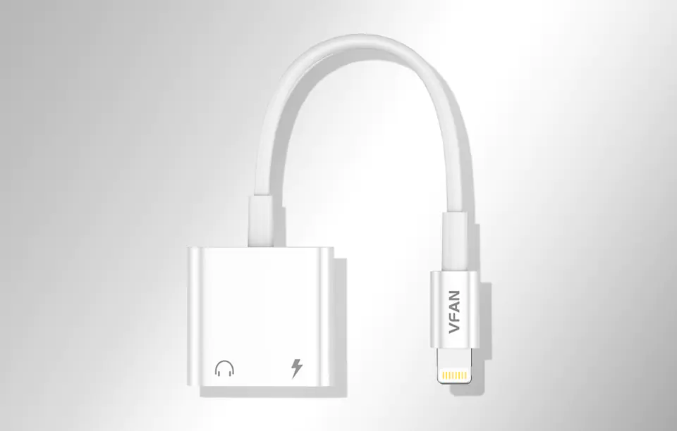 Vipfan L10 Lightning to Lightning cable + 3.5mm AUX mini jack, 10cm (white)
