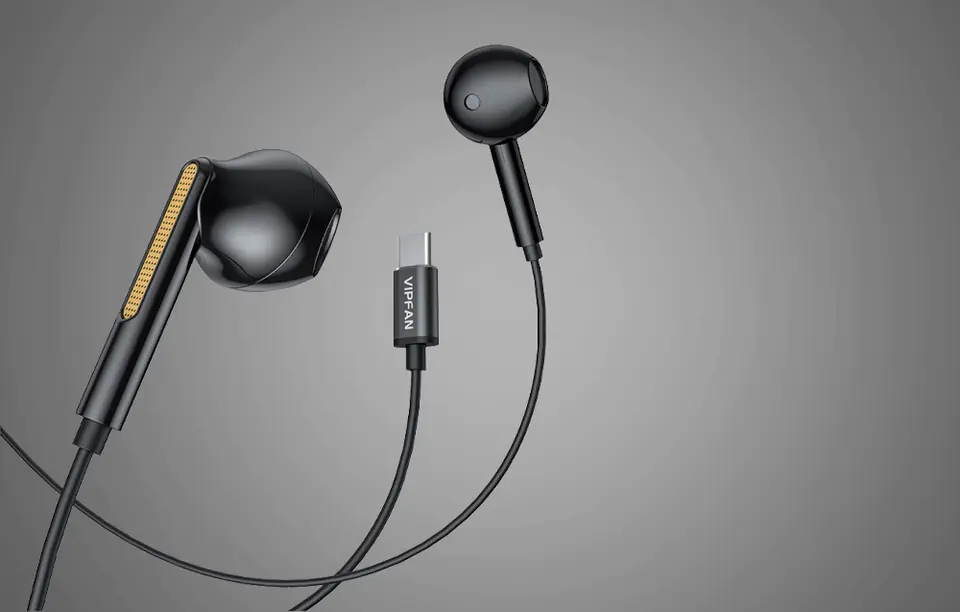 Vipfan M11 wired earbuds, USB-C (black)