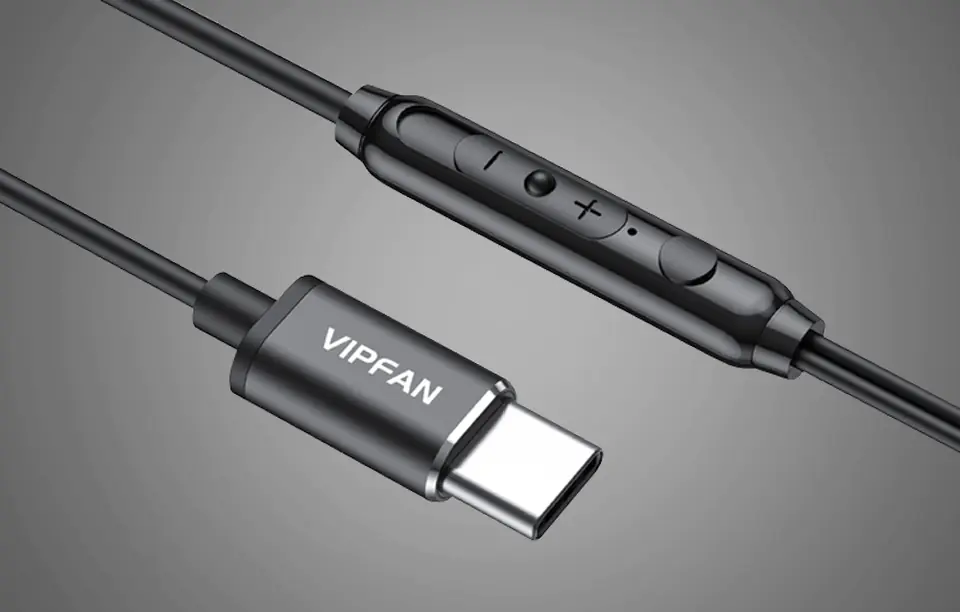 Vipfan M11 wired earbuds, USB-C (black)