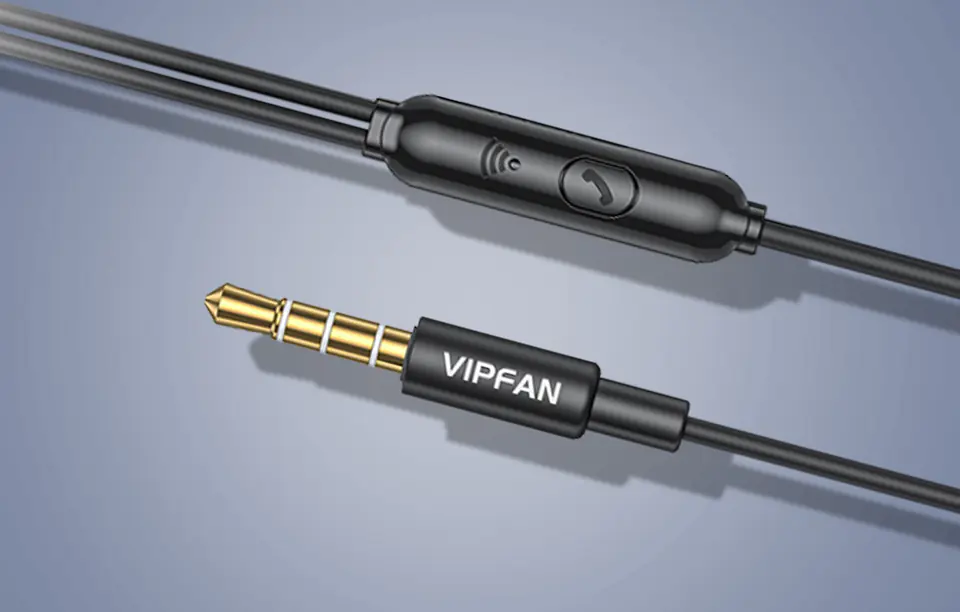 Vipfan M15 wired earbuds, 3.5mm jack, 1m (black)