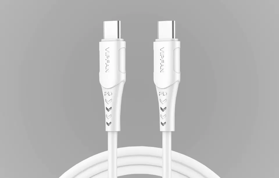 Kabel USB-C do USB-C VFAN P05, 60W, PD, 1m (biały)