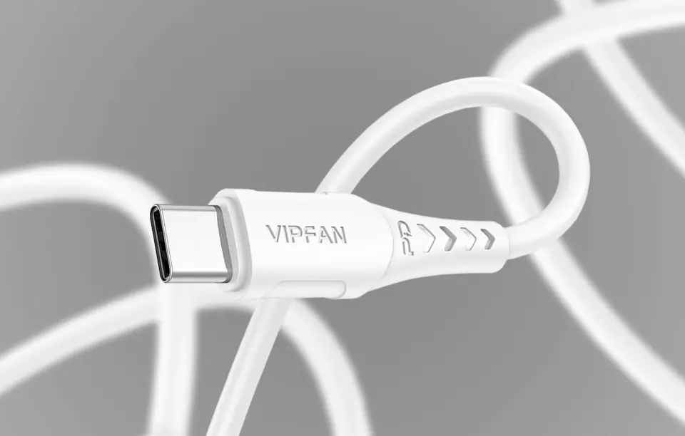 Kabel USB-C do USB-C VFAN P05, 60W, PD, 2m (biały)