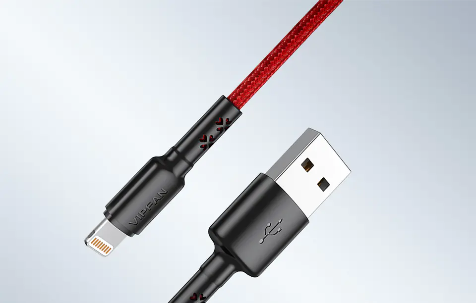 USB cable for Lightning Vipfan X02, 3A, 1.8m (red)