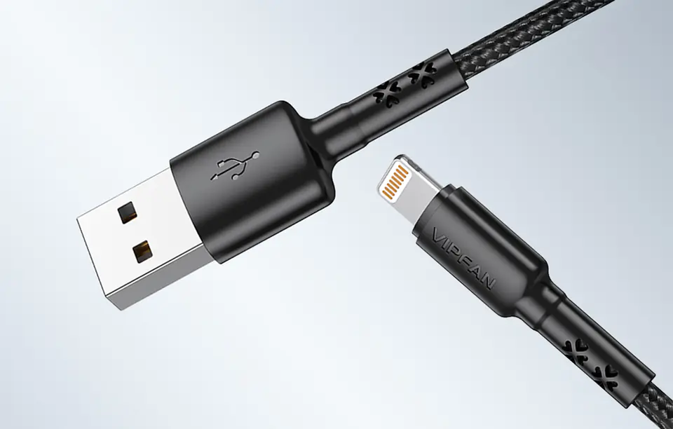 USB cable for Lightning Vipfan X02, 3A, 1.8m (black)