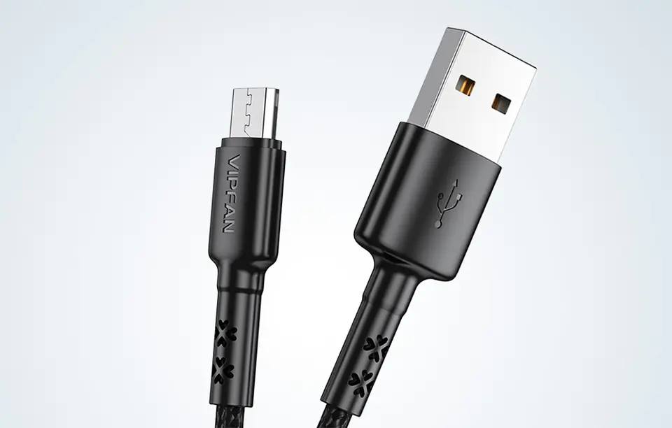 USB to Micro USB Cable Vipfan X02, 3A, 1.2m (Black)