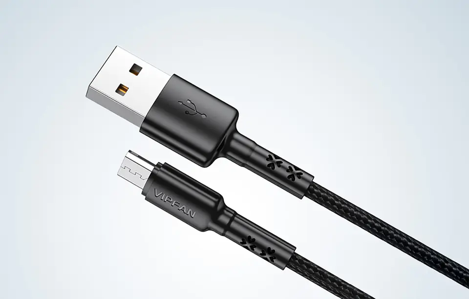 USB to Micro USB Cable Vipfan X02, 3A, 1.2m (Black)