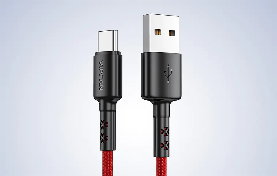 Kabel USB do USB-C VFAN X02, 3A, 1.8m (czerwony)