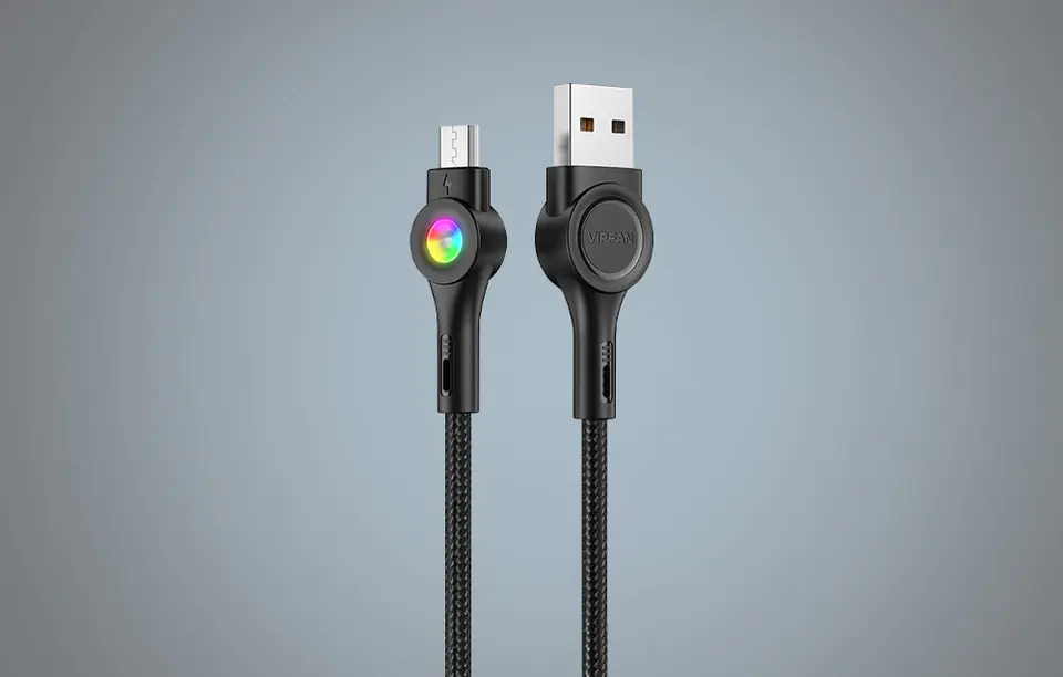 USB to Micro USB Cable Vipfan Colorful X08, 3A, 1.2m (Black)