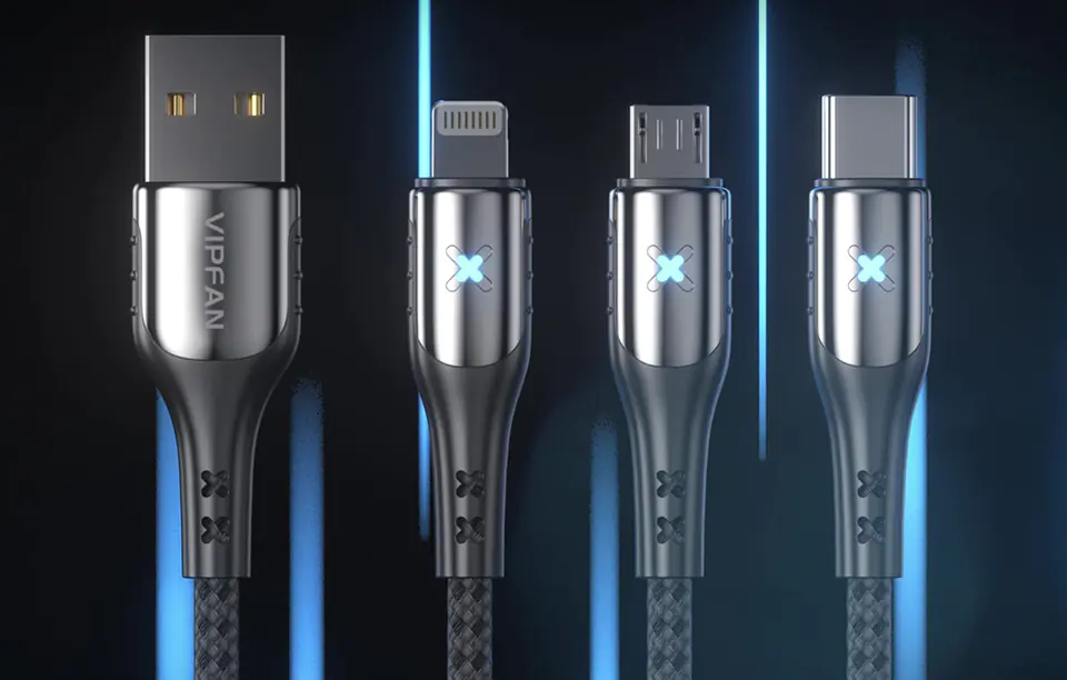 Kabel USB do USB-C VFAN Colorful X13, 3A, 1.2m (czarny)