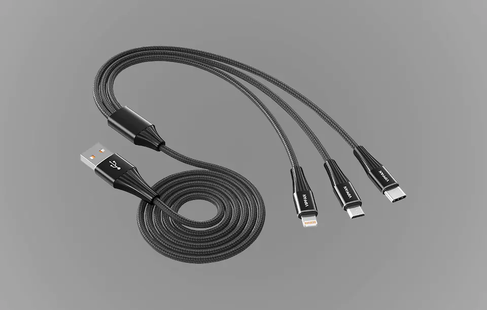 Vipfan X16 3in1 USB-C / Lightning / Micro 3.5A 1.5m USB Cable (Black)