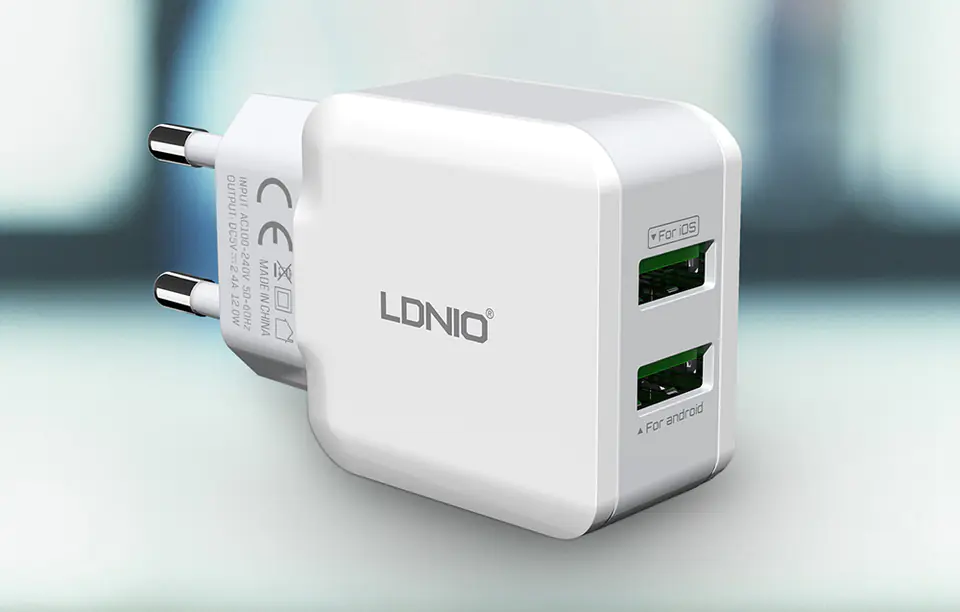 Ładowarka sieciowa LDNIO A2202, 2x USB, 12W (biała)